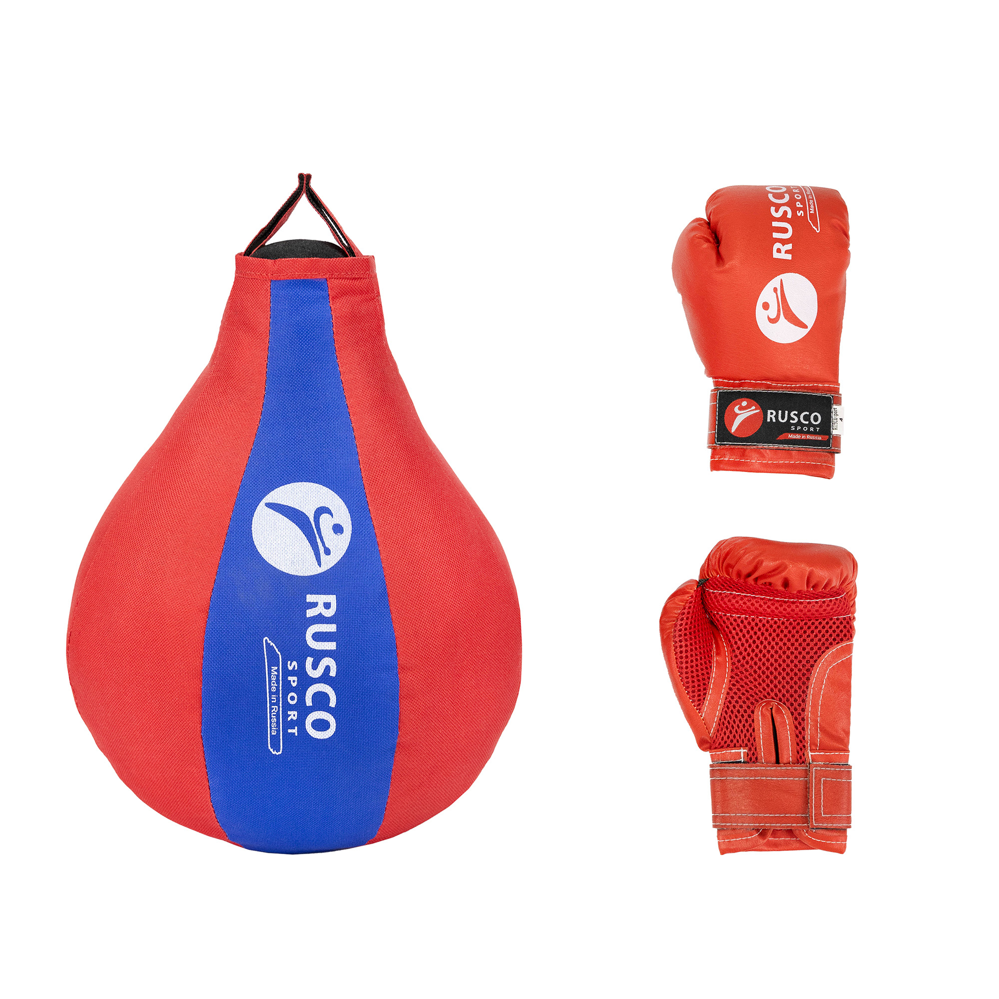 Набор бокс. начинающий RUSCO SPORT красный/син. груша и перчатки 4oz - изображение 1