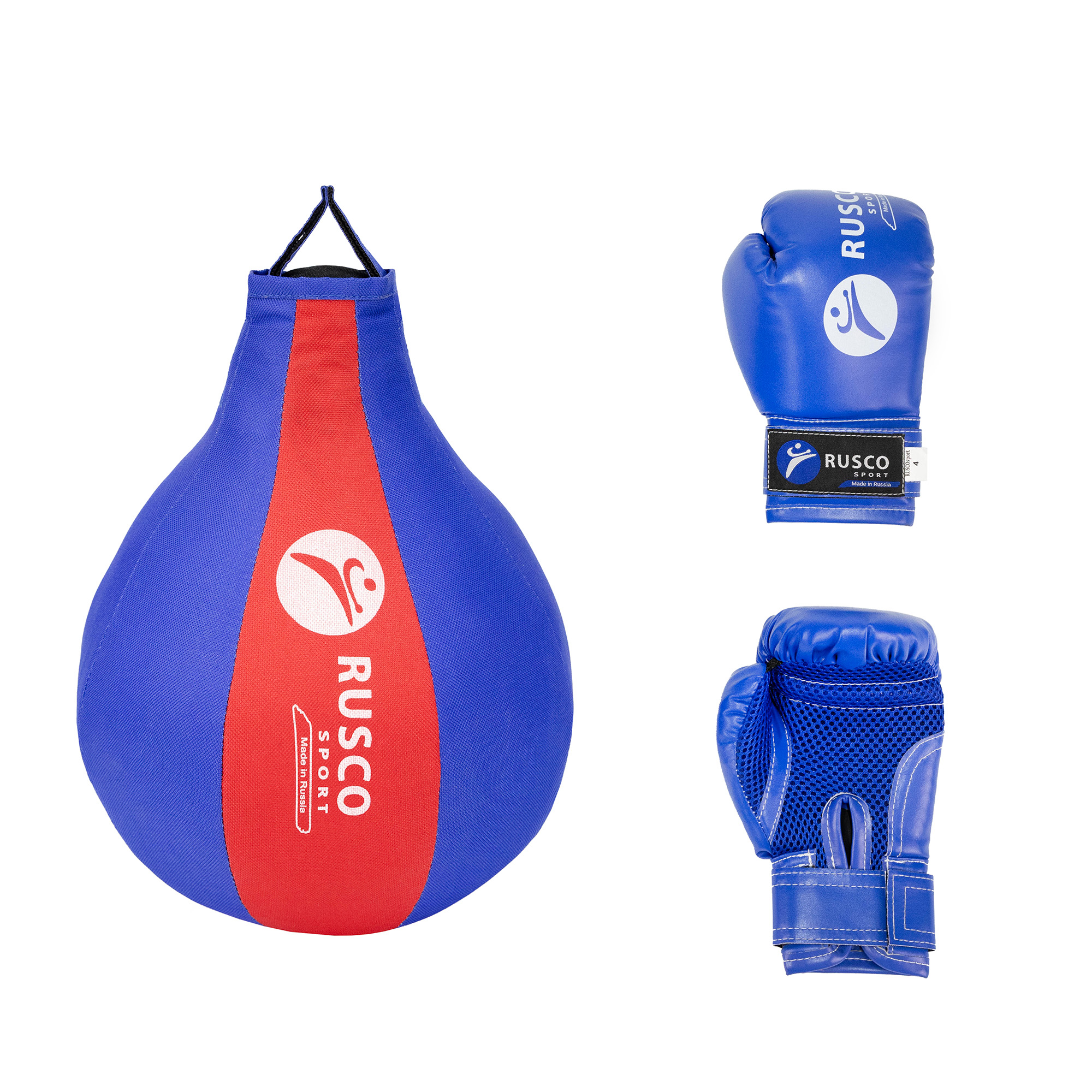 Набор бокс. начинающий RUSCO SPORT синий/красн. груша и перчатки 4oz - изображение 1