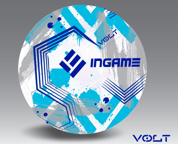 Мяч футбольный INGAME Вольт/Volt, бело-голубой IFB-137 - изображение 2